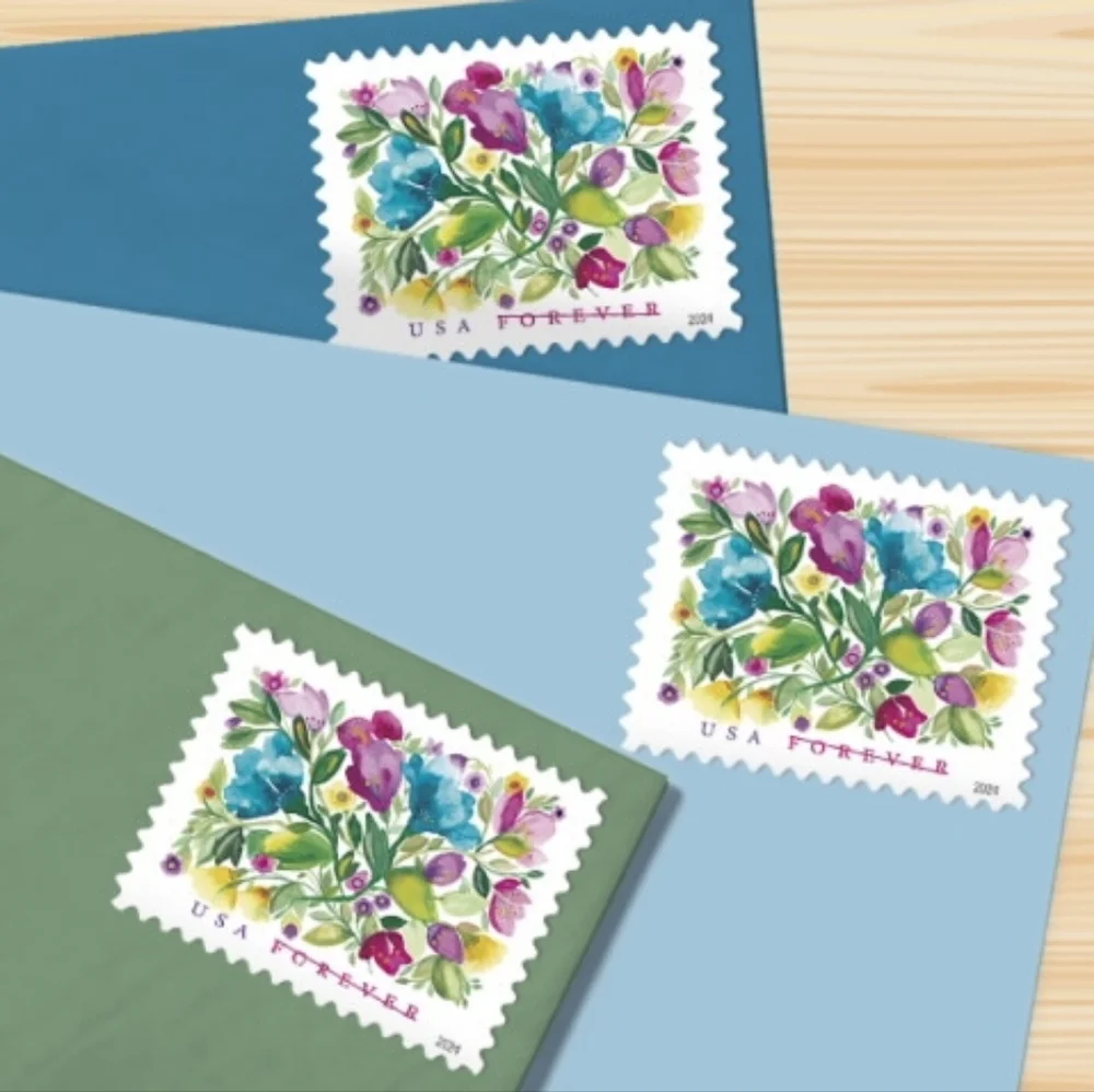 100 Celebration Blooms Forever 2024 Postage Stamps USPS Wedding Invitations 2024